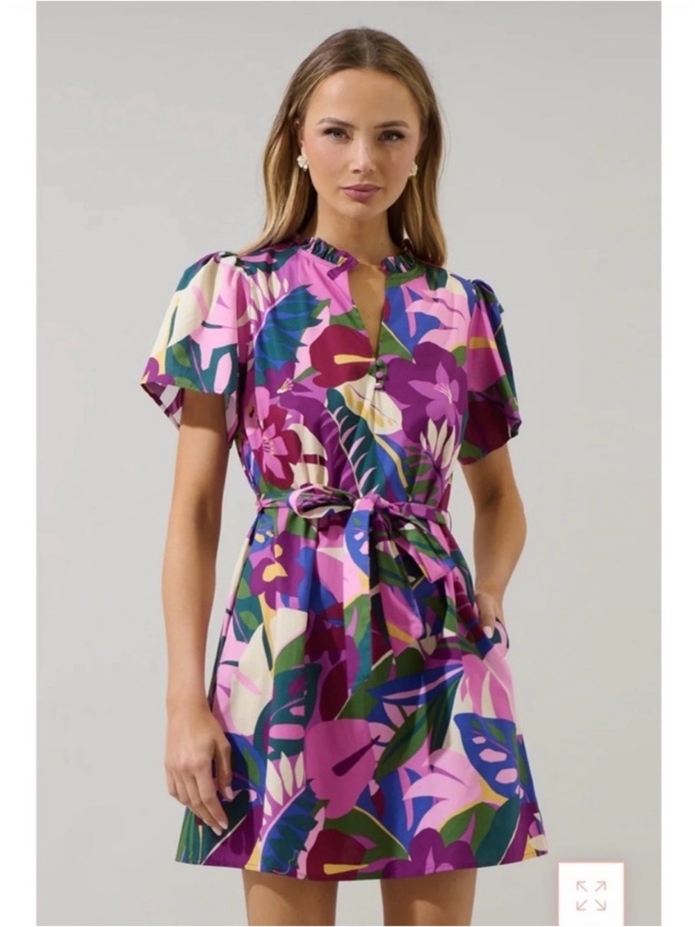 NWT SUGARLIPS Blain Tropics Ema Shift Mini Dress